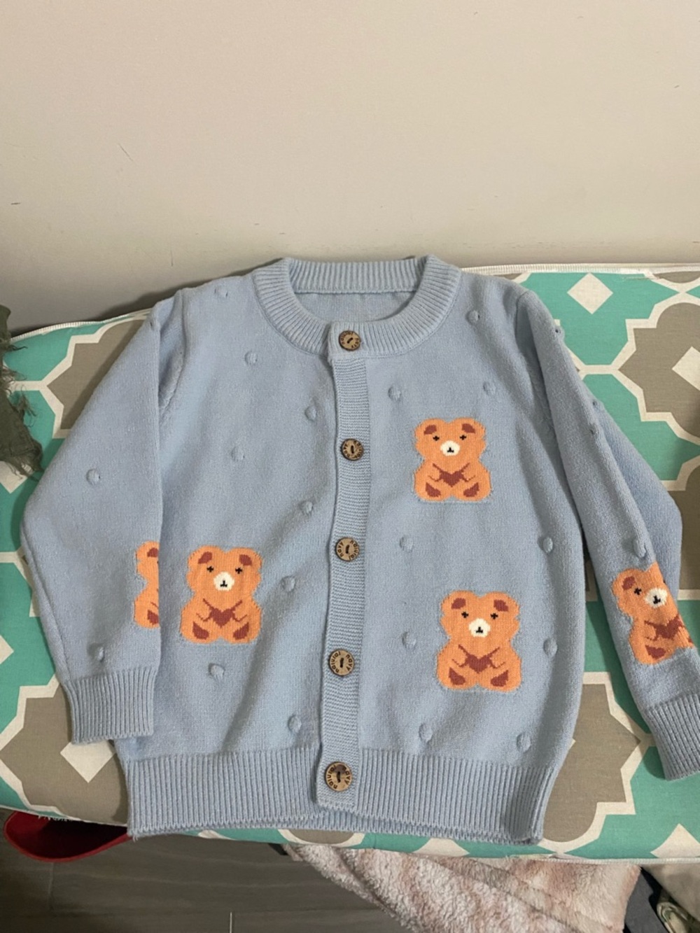 Kids Girl Light Blue Teddy Knit Cardigan size 4T